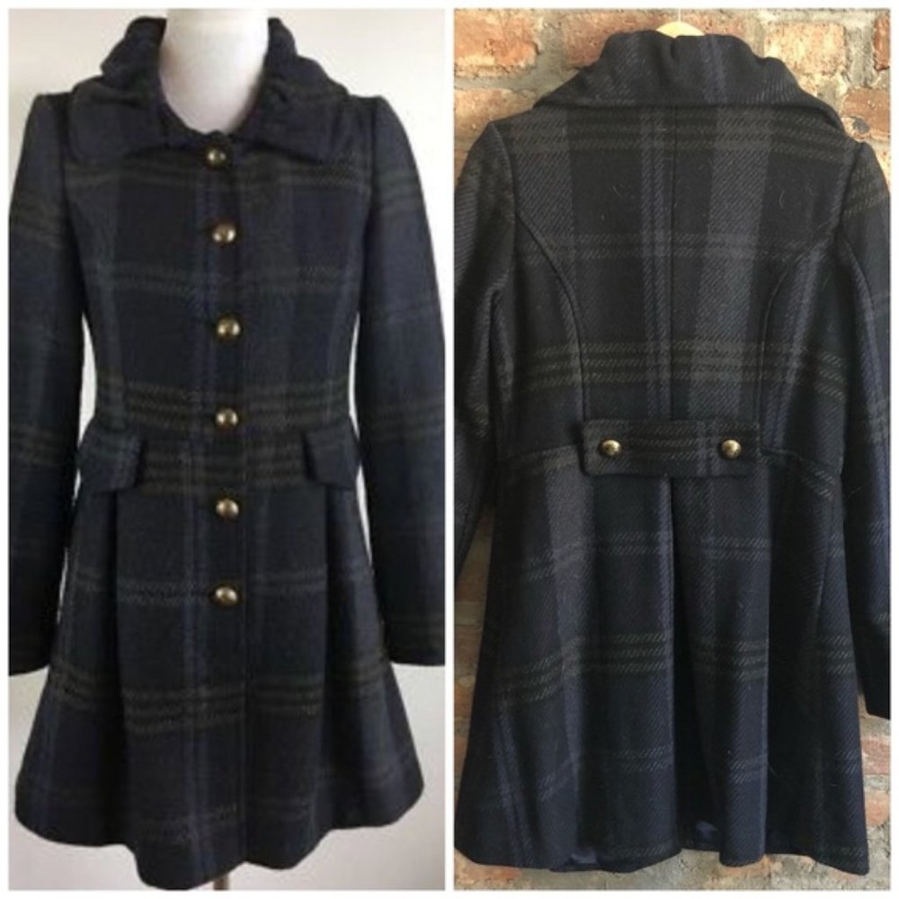Wool Fully lined Flattering Fit Navy Blue Coat
